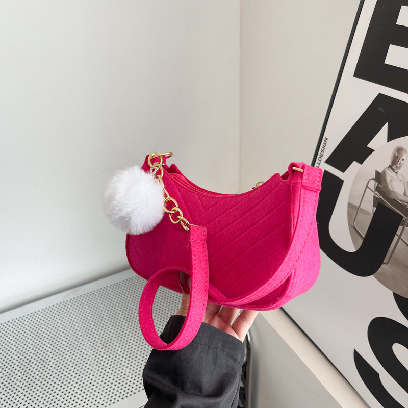 Wholesale Casual fur ball women' s bag retro crossbody bag shoulder small square bag